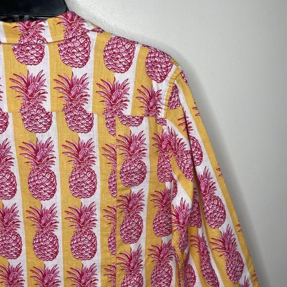 KATIA Cover-Up Womens S / M Pineapple Print Button-Up Tunic Top Linen Blend Pink - Picture 5 of 8